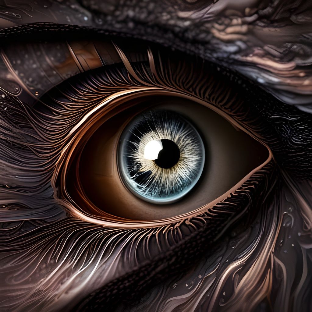 Cosmic Eye with Steampunk Spaceship in Galactic Art