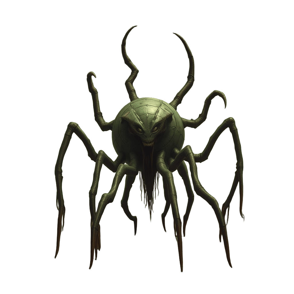 Cyberpunk Creature with Multiple Faces and Legs