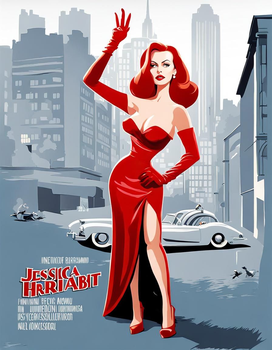 Jessica Rabbit as Film Noir Detective in Hammer Style