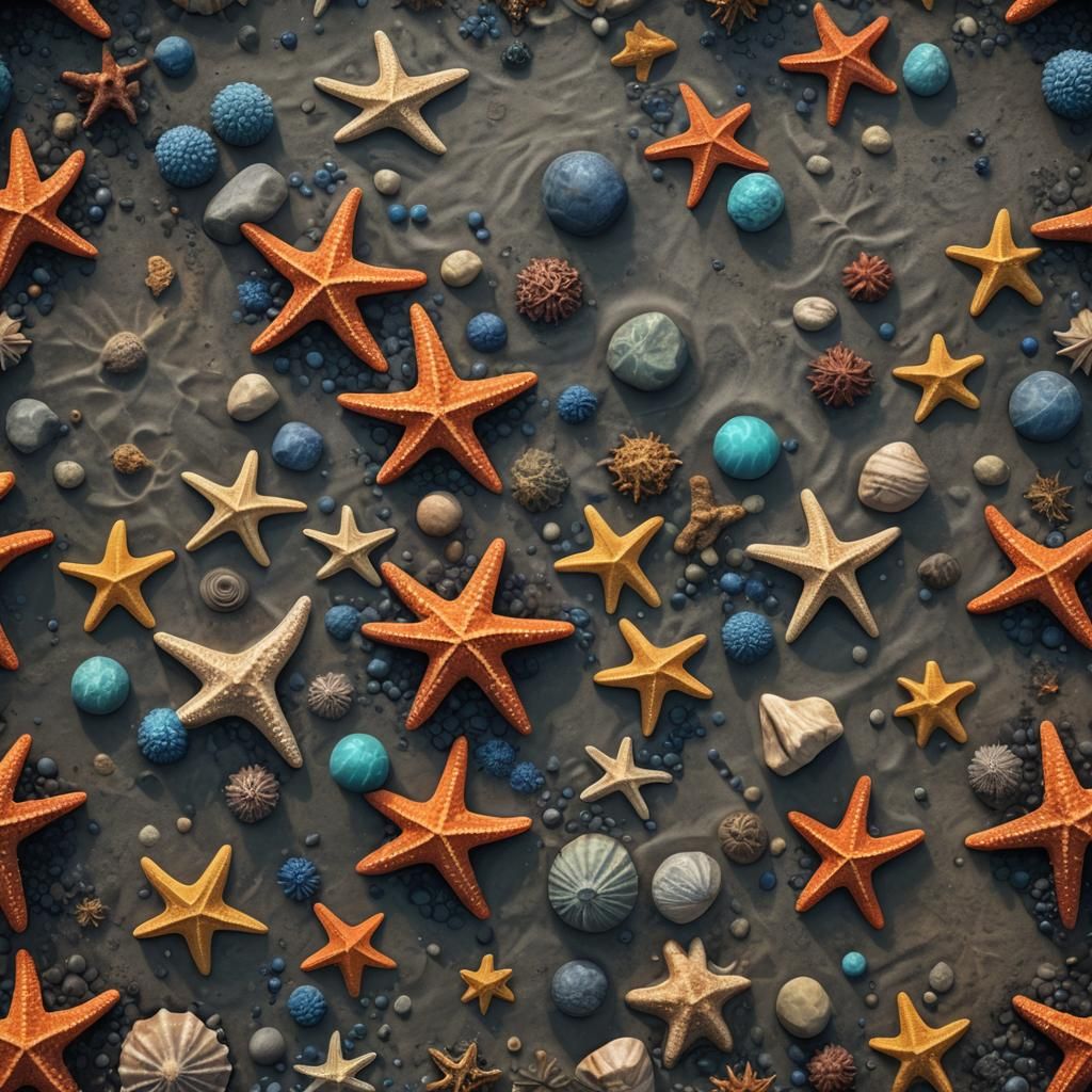 Detailed Starfish Matte Painting in Deep Color