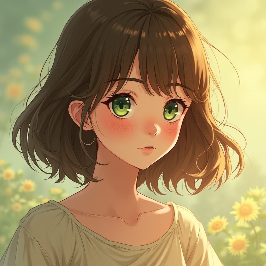 Gentle Teenage Girl in Serene Landscape