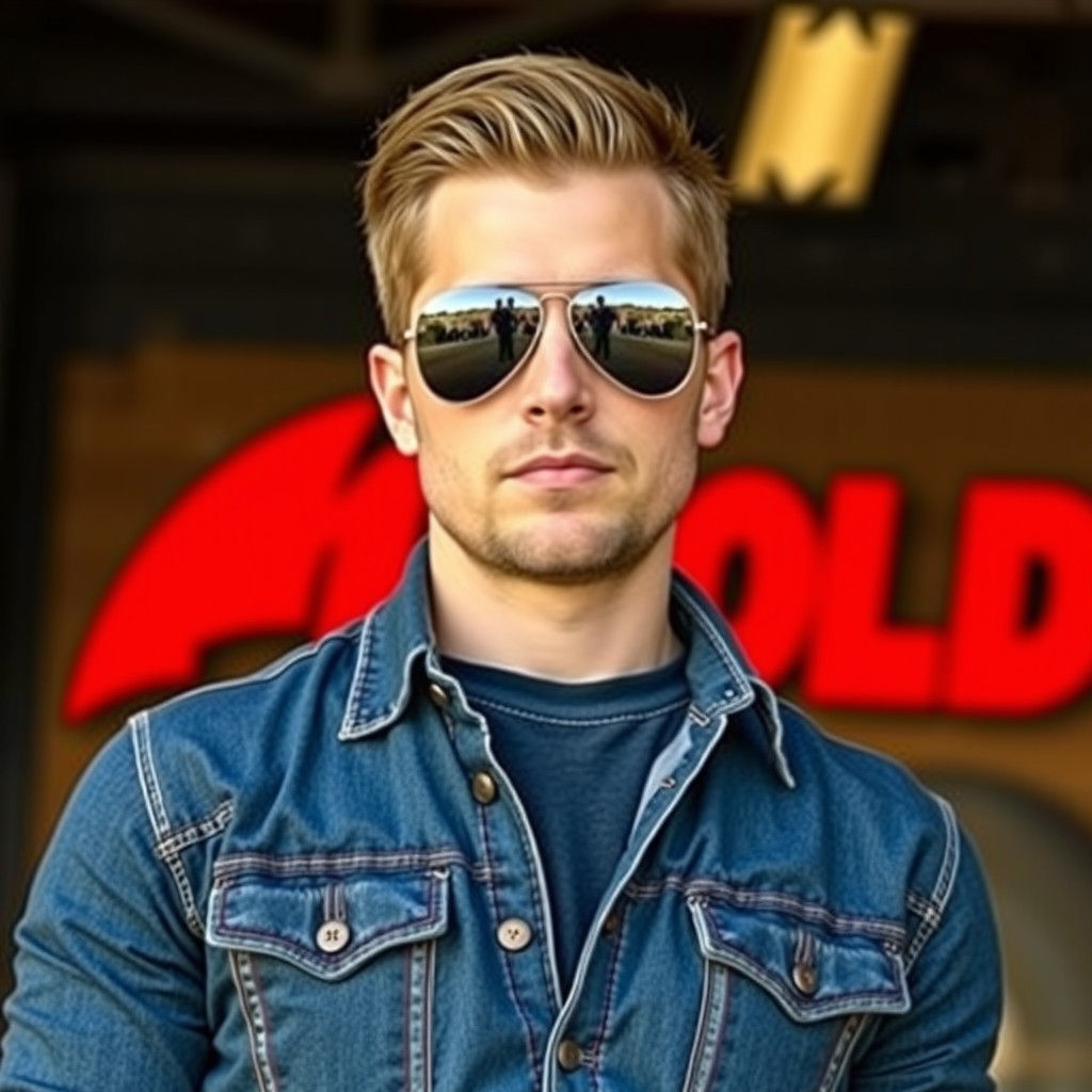 Man in Mirrored Aviators and Jeans: Digital Art