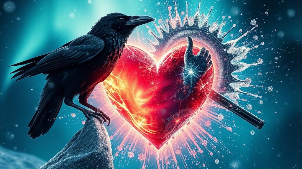 Fragmented Heart Explosion in Winter Aurora