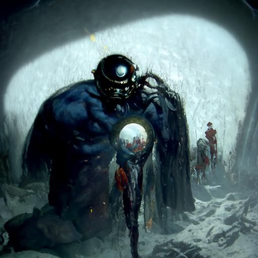 Menacing Cyclops in Dark Horror Style