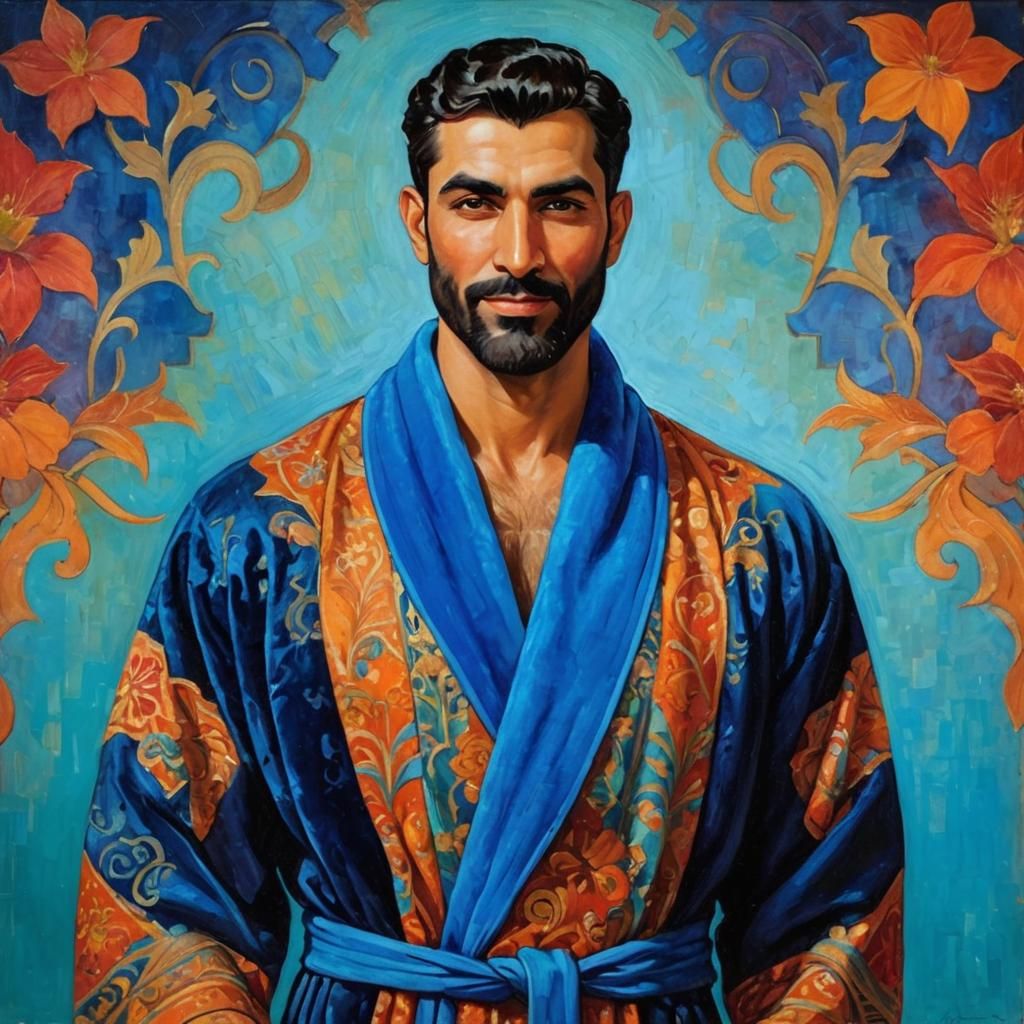 Smiling Gentleman in Art Nouveau Portrait