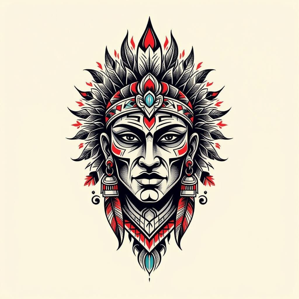 Tribal Tattoo Design on White Background