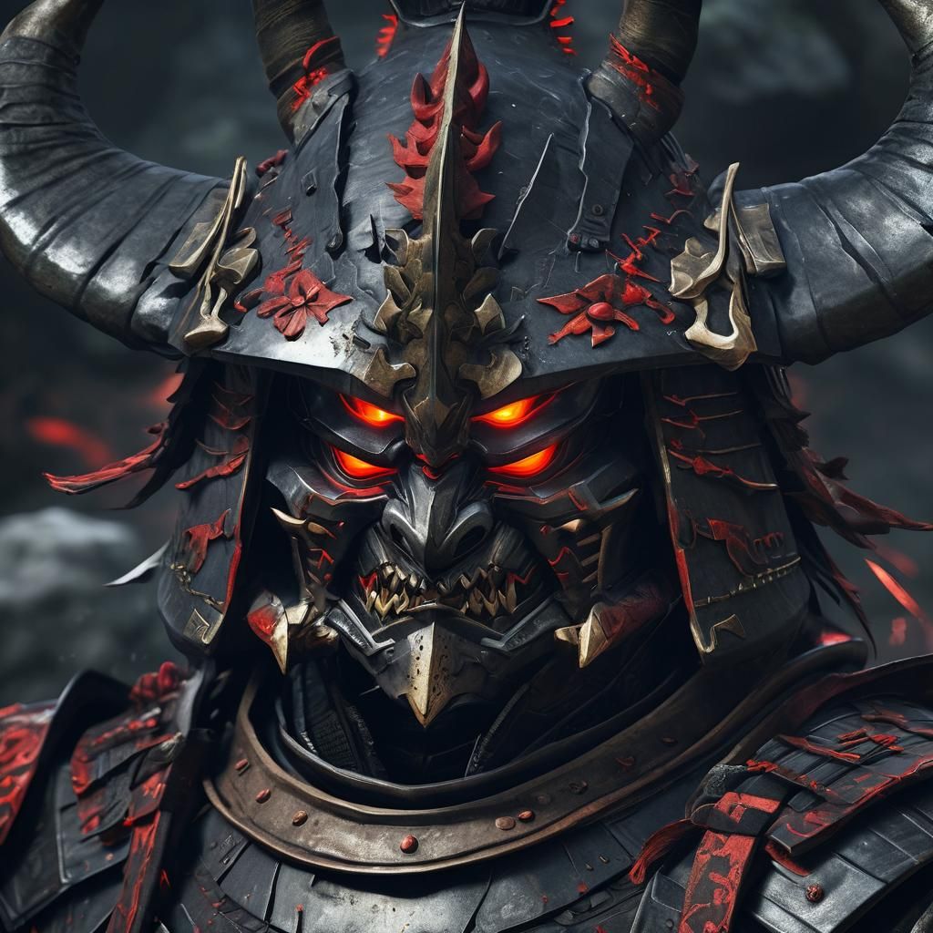 Dark Samurai Armor in 3D Anime Style