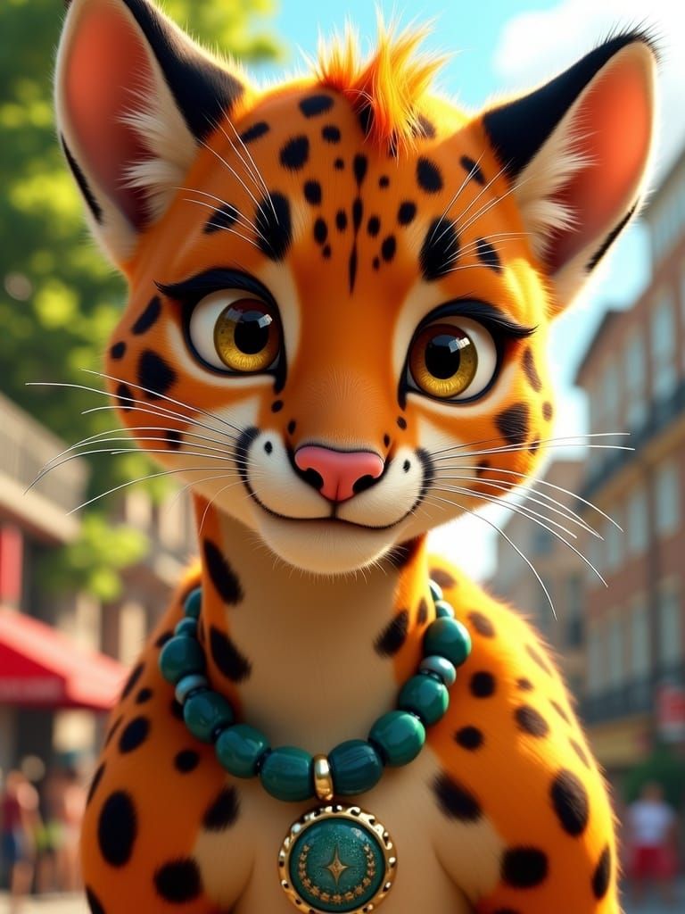 Cyberpunk-Styled Anthropomorphic Leopard as Cop Elf with Vib...