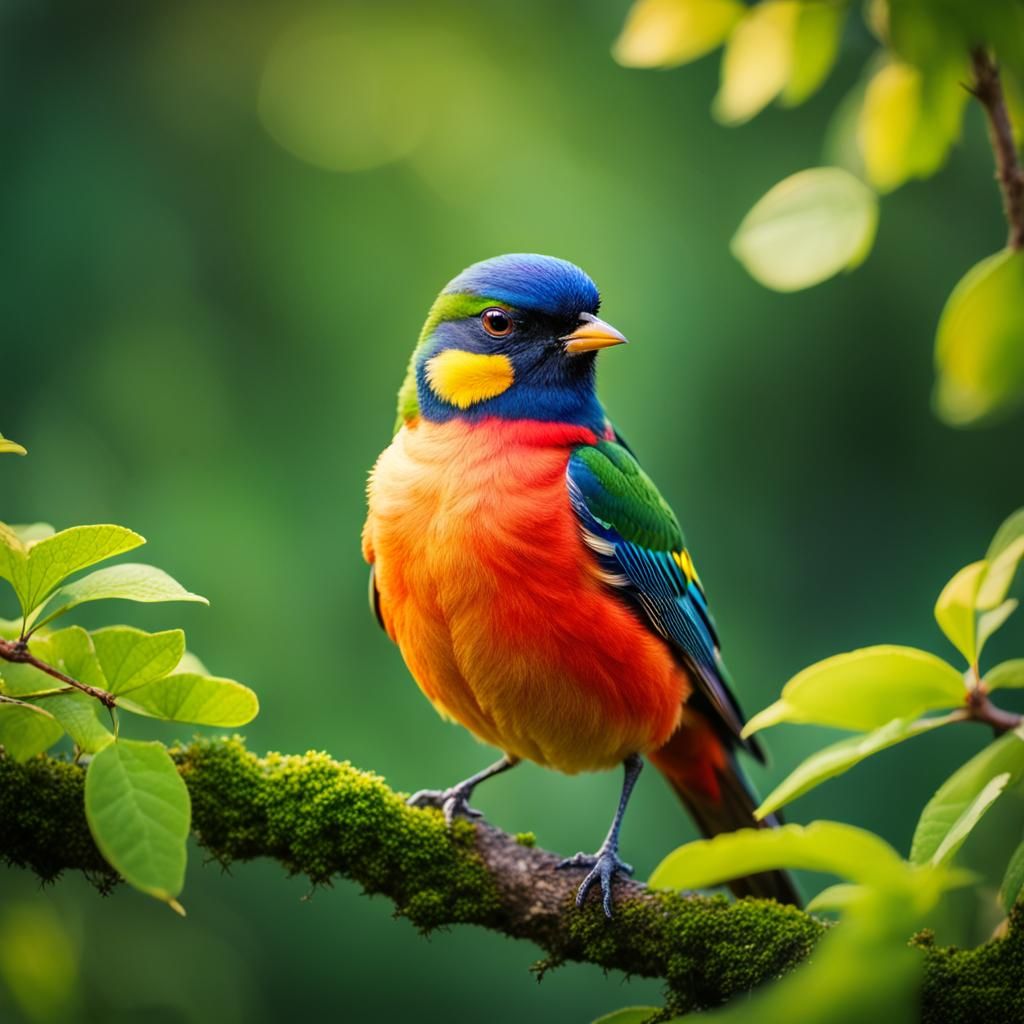 Vibrant Multicolored Bird Portrait in Regal Setting