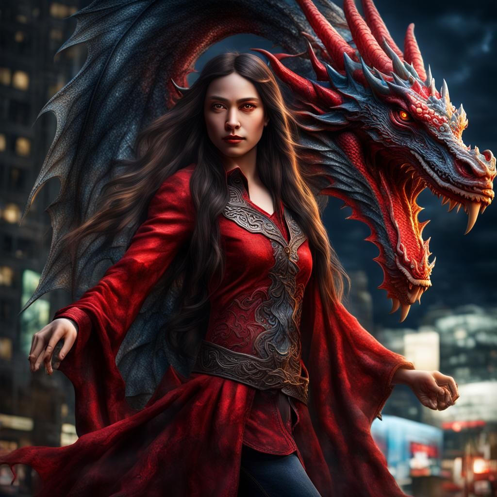 Urban Fantasy Mage with Dragon in Portland