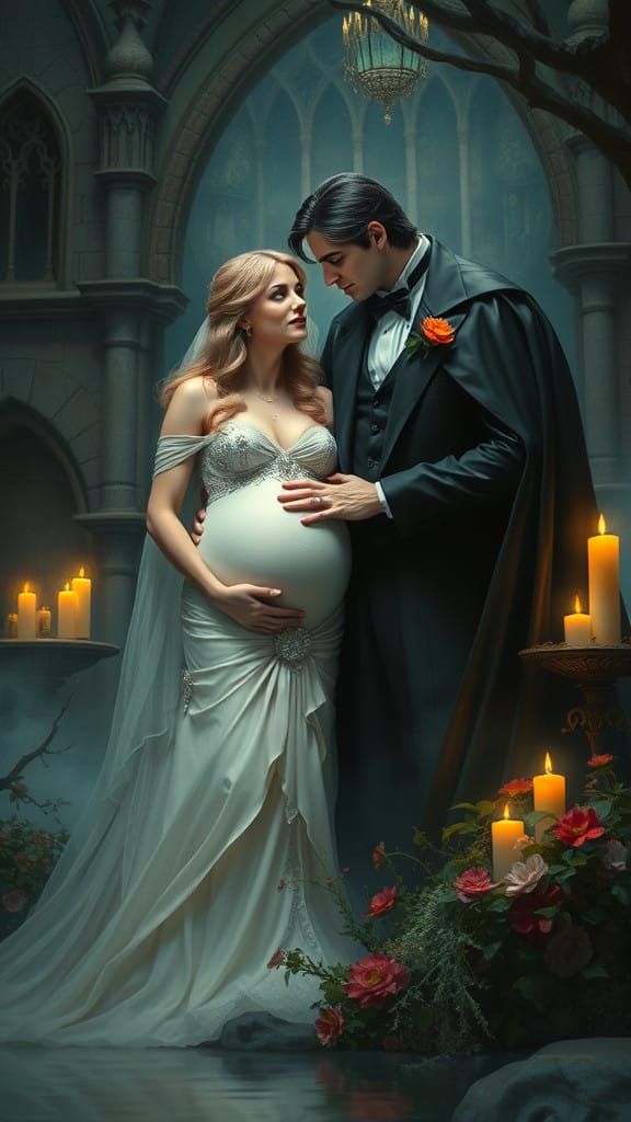 Ethereal Fantasy Portrait of Dracula and His Bride