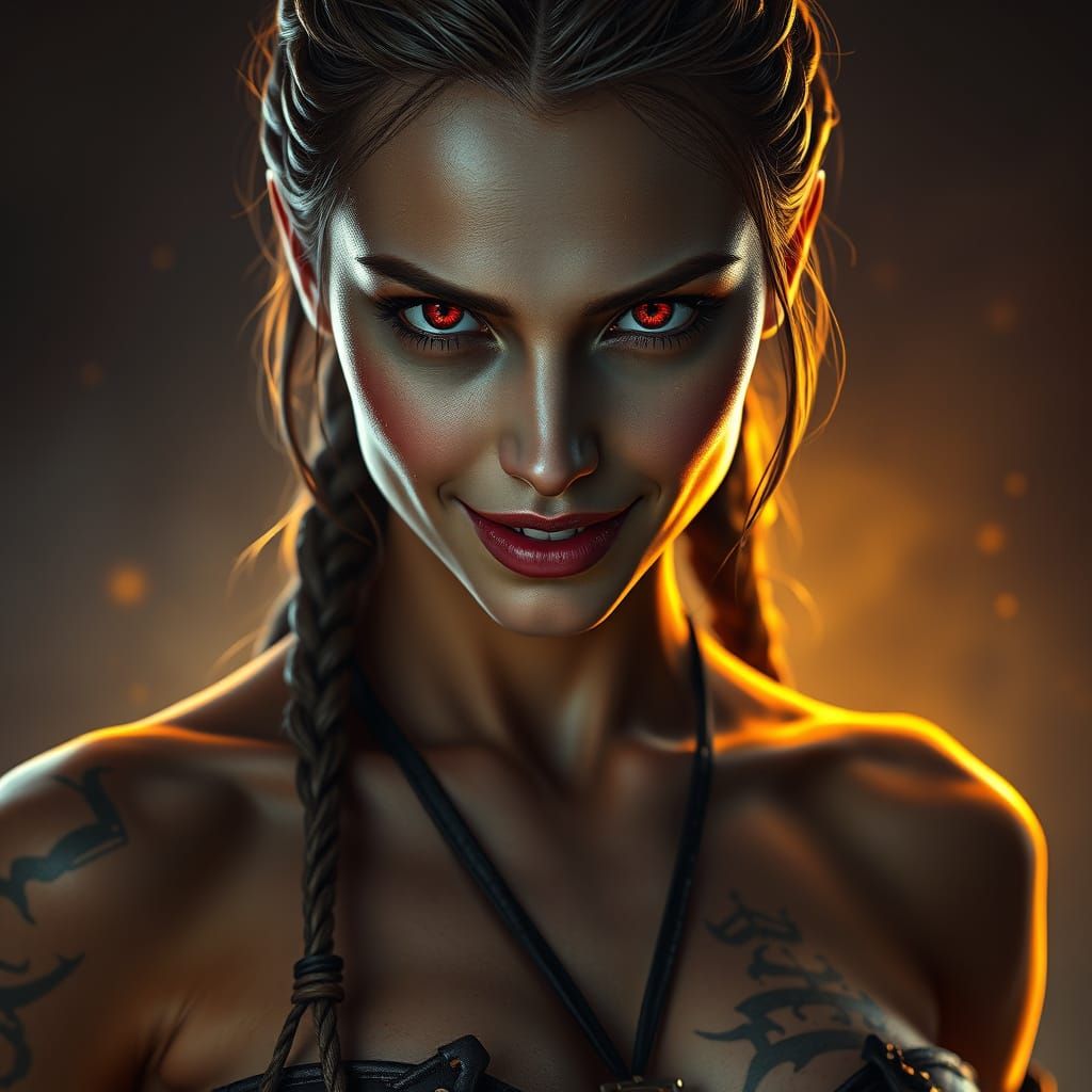 Hyper-Realistic Female Assassin in Dark Fantasy Style