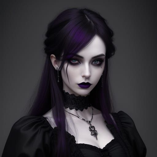 Gothic Beauty in Deep Purple Hues