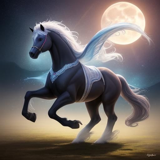 Majestic Horse in Motion: A Celestial Masterpiece