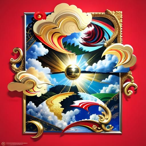 Ethereal Sky with Sunrays in Detailed 3D