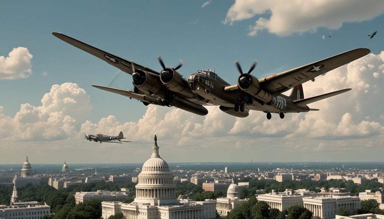B-17 Bomber Drops Payload Over United States Capitol in 4K