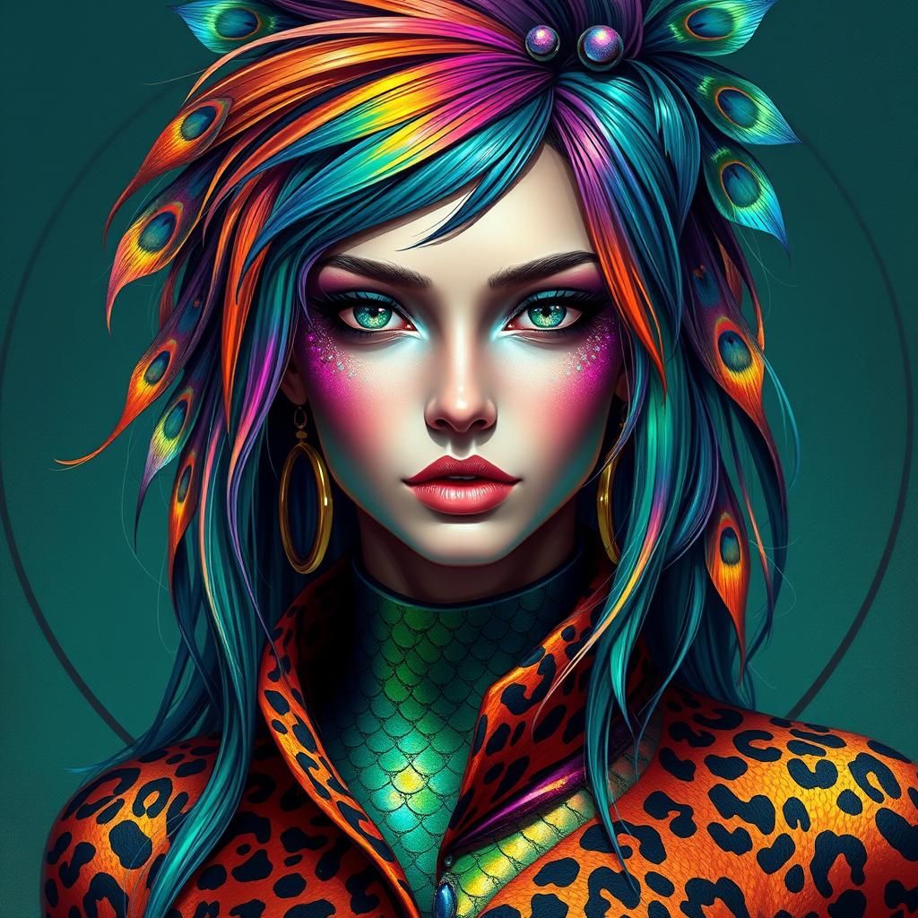 Futuristic Woman with Dragon Scales in Syd Mead Style