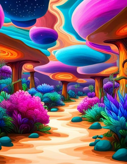 AI-Generated Whimsical Wonderland with Surreal Creatures