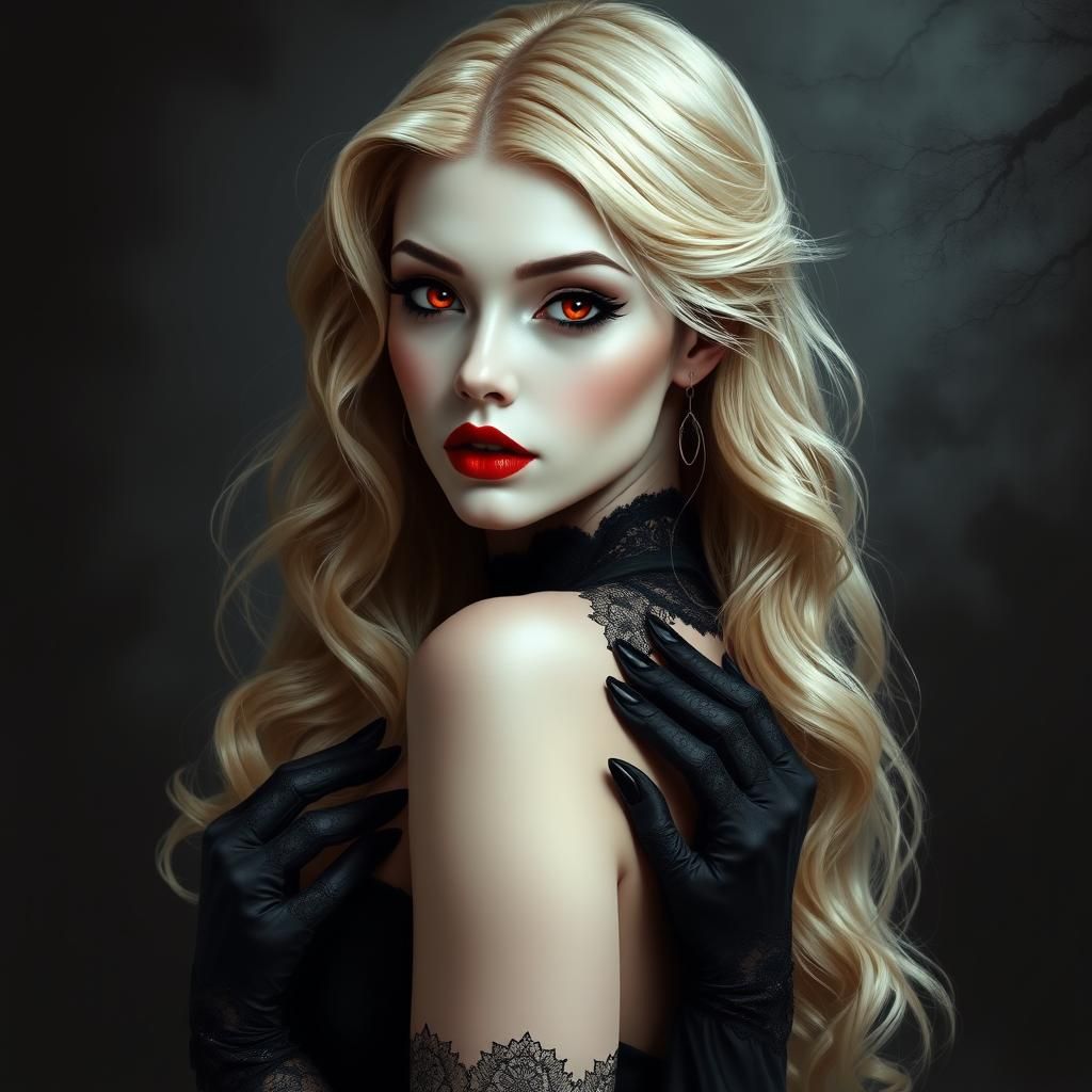 Gothic Vampire Woman in Dark Romantic Style