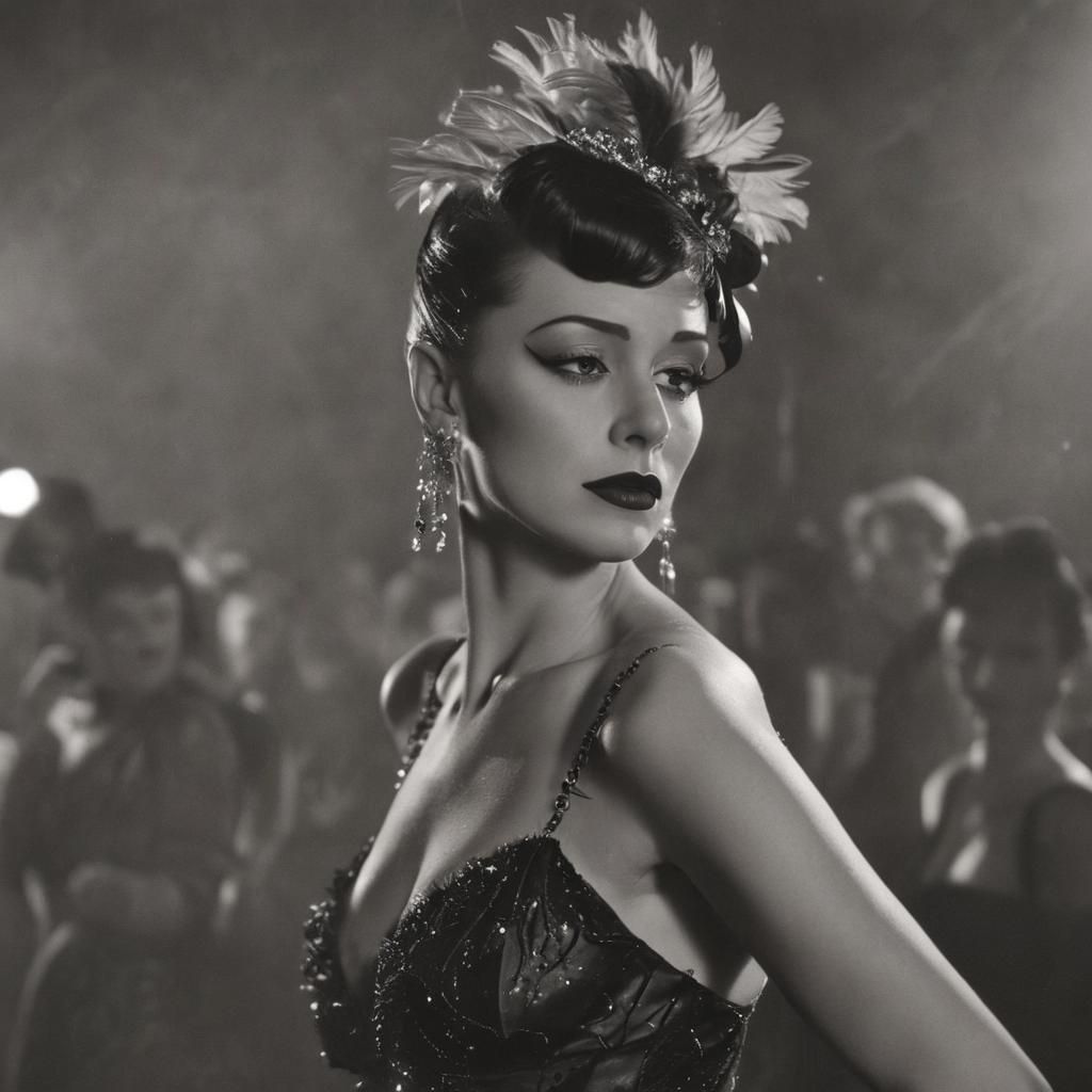 Cabaret Dancer in Film Noir Style