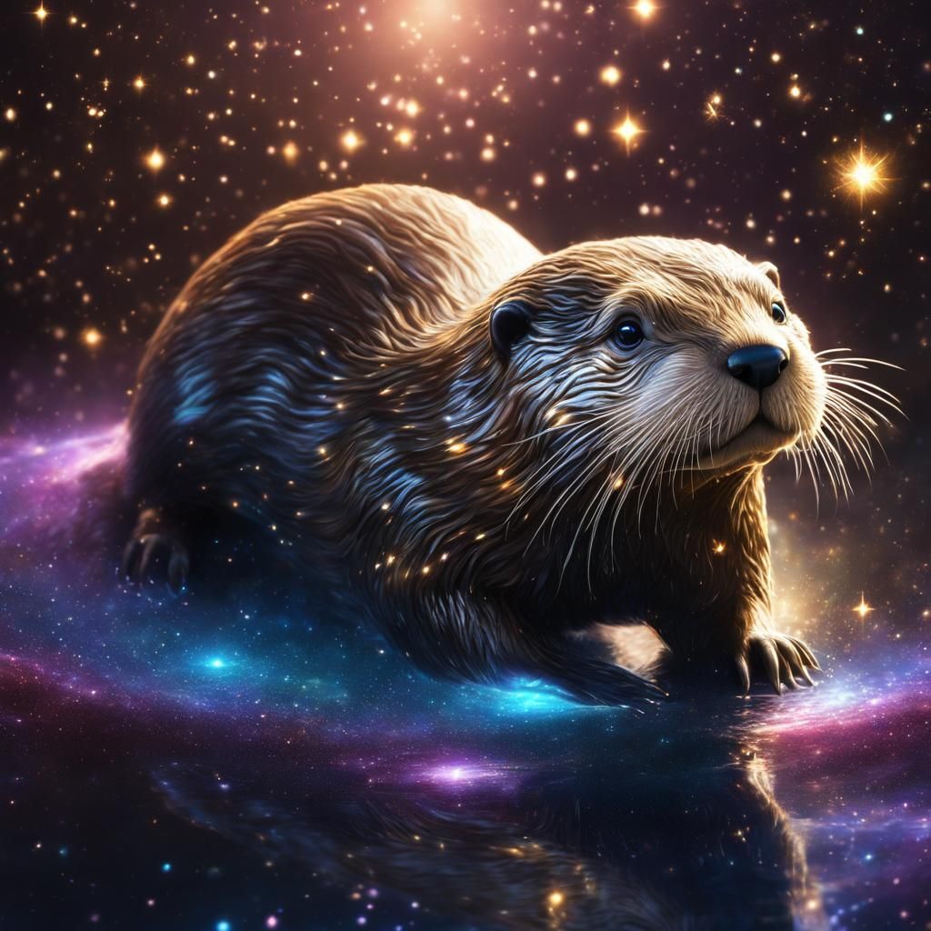 Epic Galaxy Otter Made of Stars in Photorealistic Style