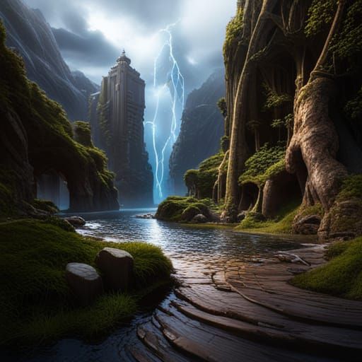 Fantastical Matte Painting with Deep Color, 8K Resolution