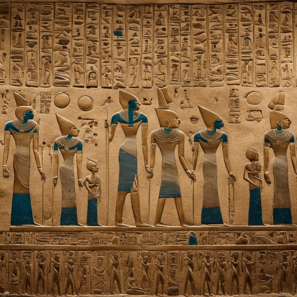 Egyptian Hieroglyphs of Isis and Osiris in Stone