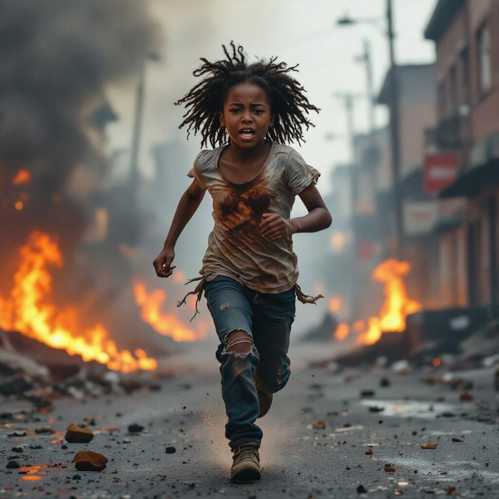 Black Girl Flees Burning City After Disaster