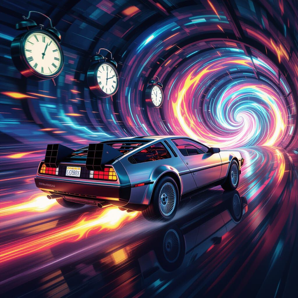 DeLorean in Vibrant Time Warp