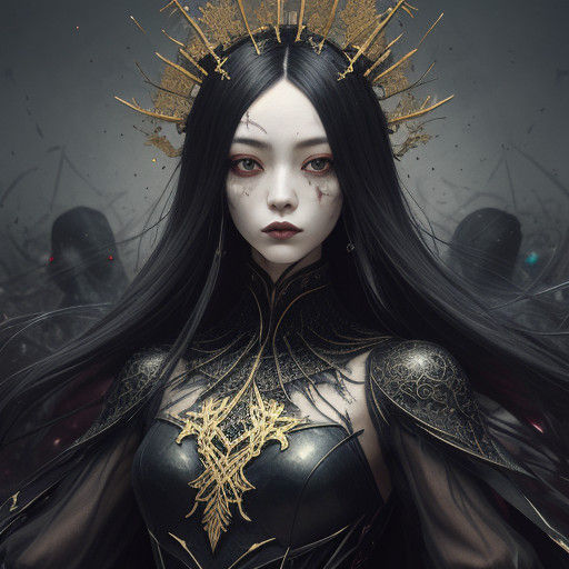 Golden Vampire Goddess in Whirling Party Crowd