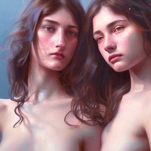 Naturist Women Portrait in Hyperdetailed Art Style