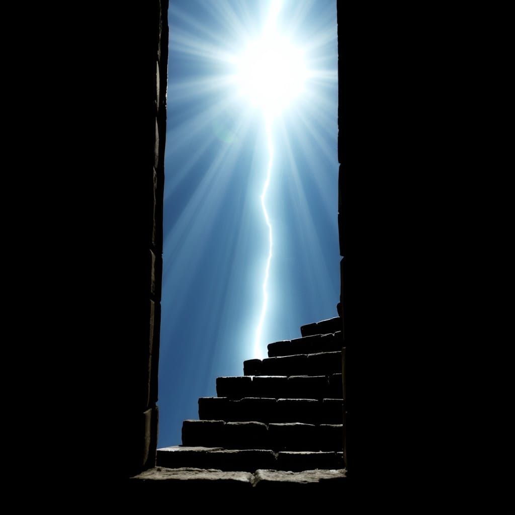 Surreal Stairway to Darkness in the Sky