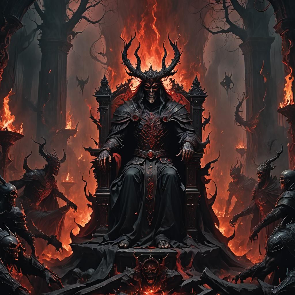 Hades Enthroned in the Underworld: Dark Fantasy Art