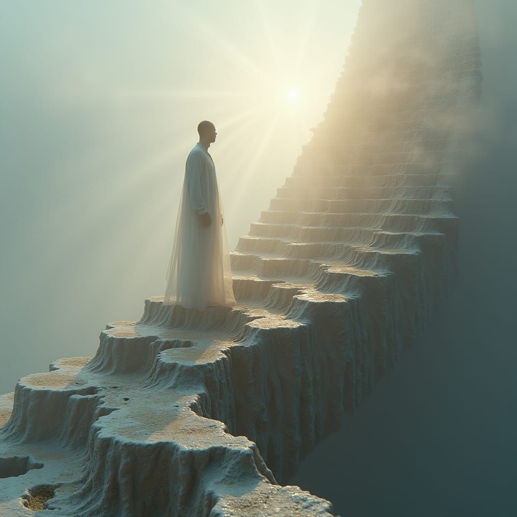 Surreal Architectural Form Dissolves into Ethereal Aura