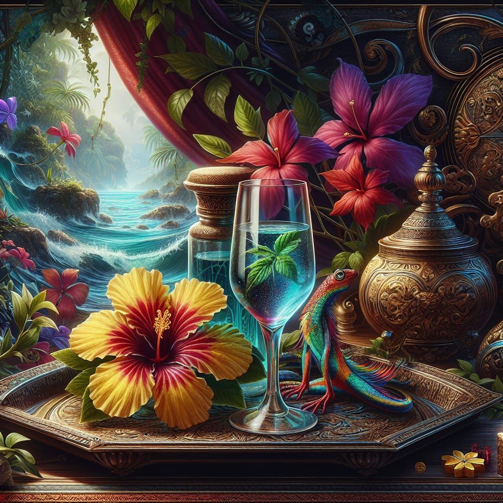 Enchanted Jamaican Oasis in Vibrant Fantasy Art