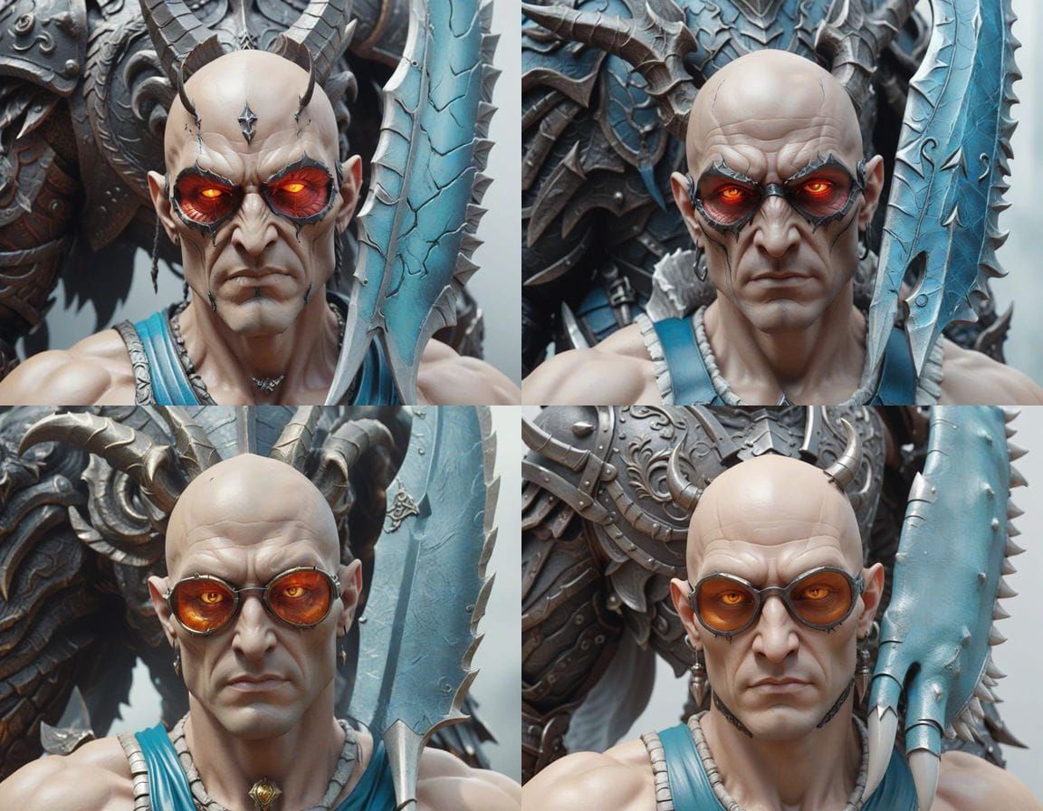 Ancient Demon in Leather Armor, Resin Cast Acrylic Art