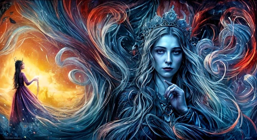 Vampire Woman in Chalk Fantasy Style