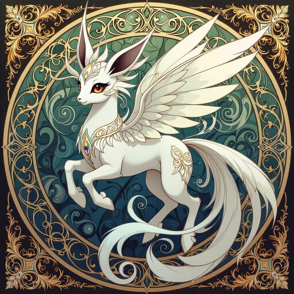 Intricate Metallic Sylveon Filigree Art