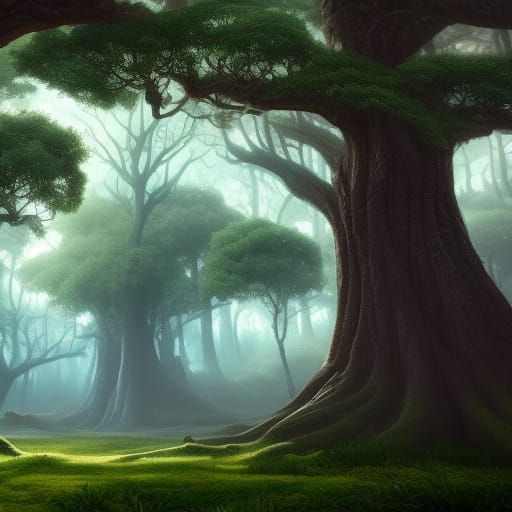 Gigantic Oaks Forest in Detailed Matte Painting