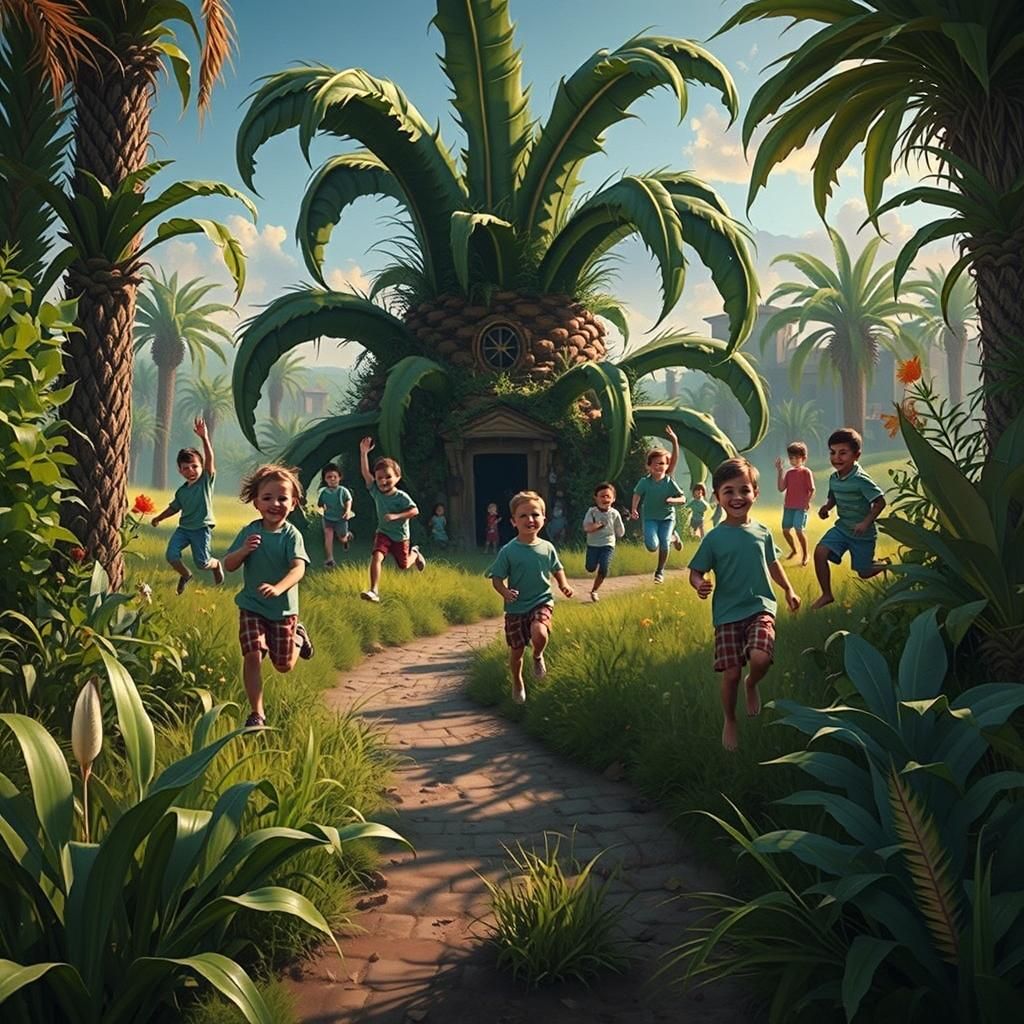 Joyful Children Running: Classic Americana Style