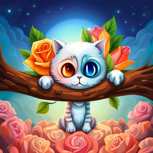 Cute Baby Skeleton Creature in Eerie Rose Garden