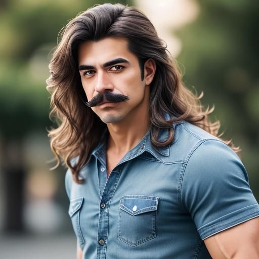 Professional Photo of Handsome Man with Long Hair