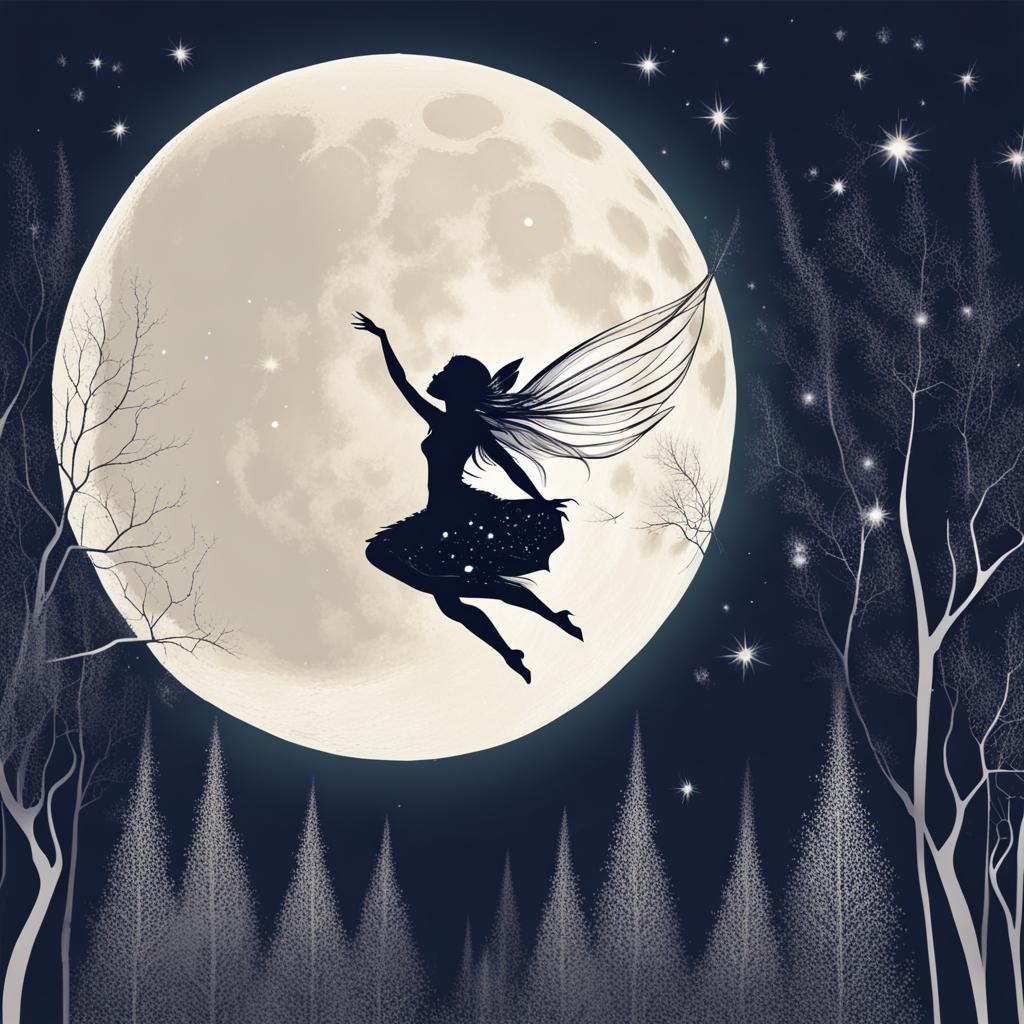 Moonlit Fairy Flight Through Enchanted Forest