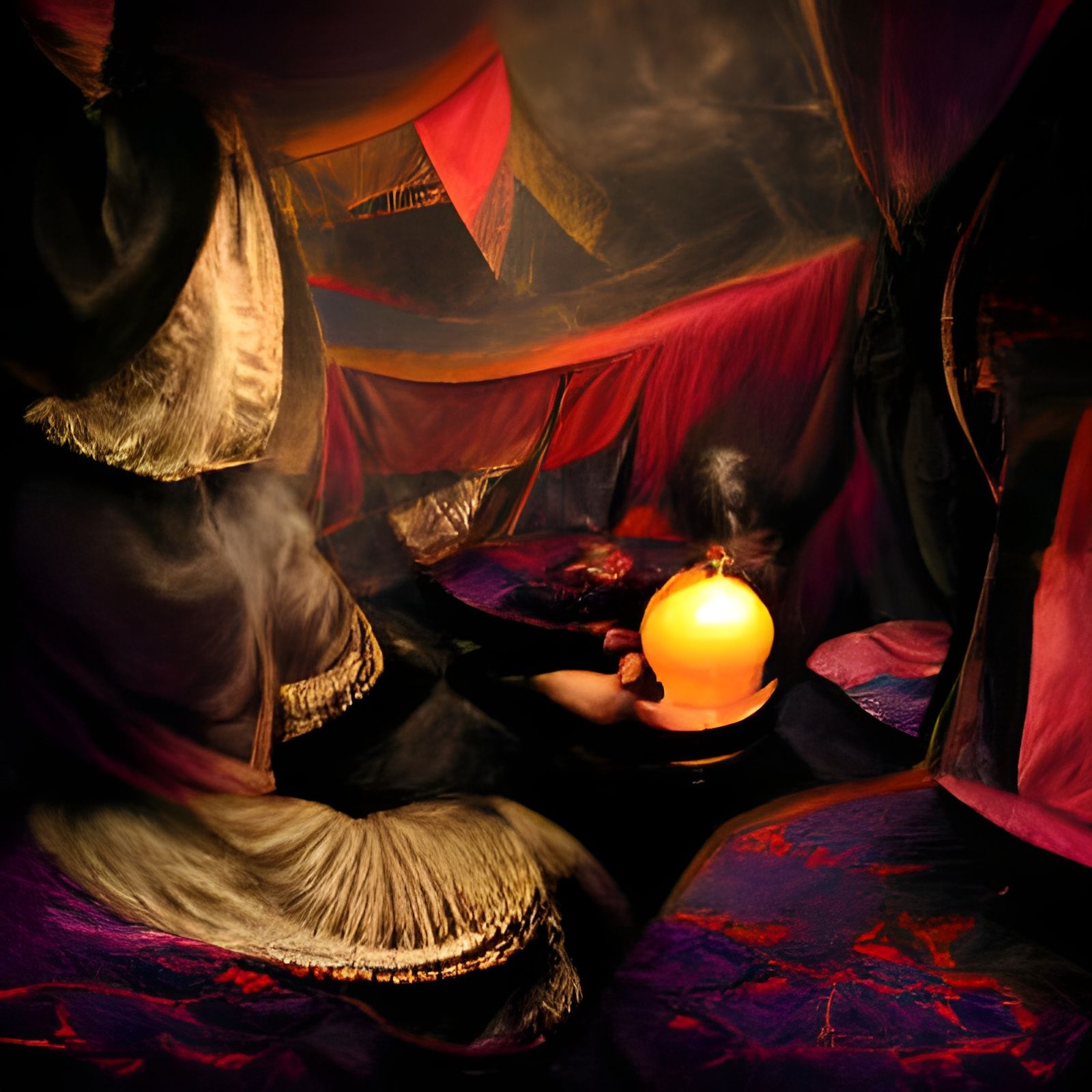 Fortune Teller's Tent Interior in Rembrandt Lighting