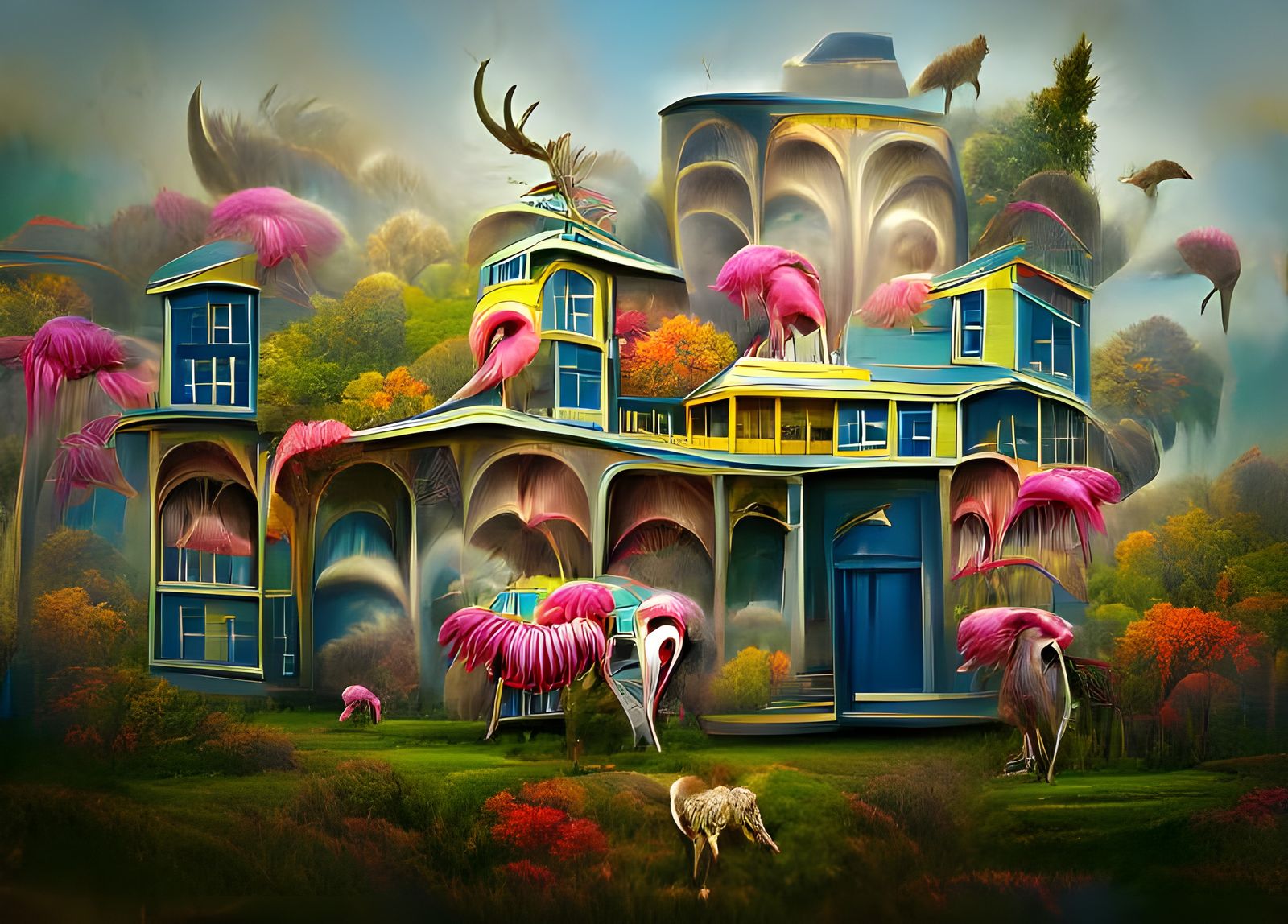 Surreal Psychedelic House in Lowbrow Art Style