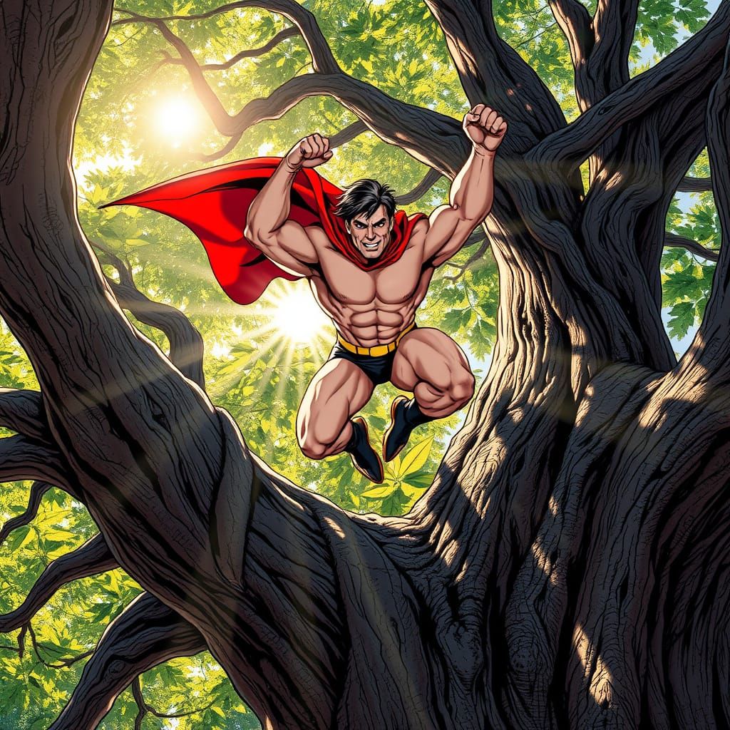 Superhero Cape Snagged on Ancient Oak Tree