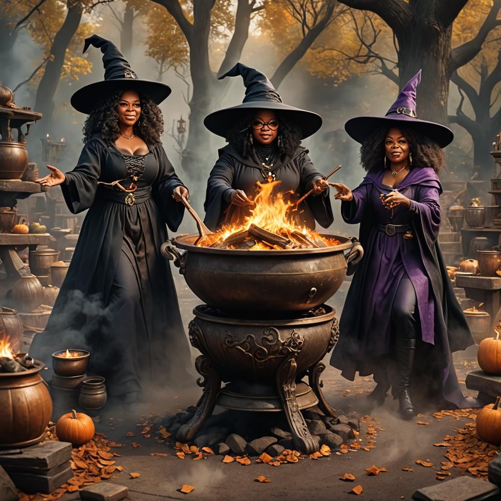 Oprah and Whoopi as Witches in Detailed Matte Painting