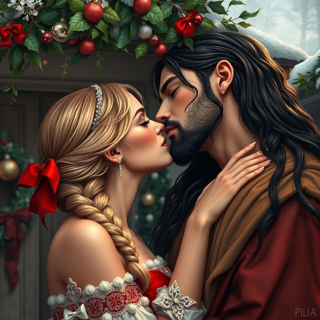 Antinous and Eliza’s Christmas kiss.