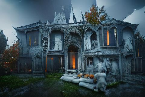 Spooky Gothic House in Volumetric Lighting
