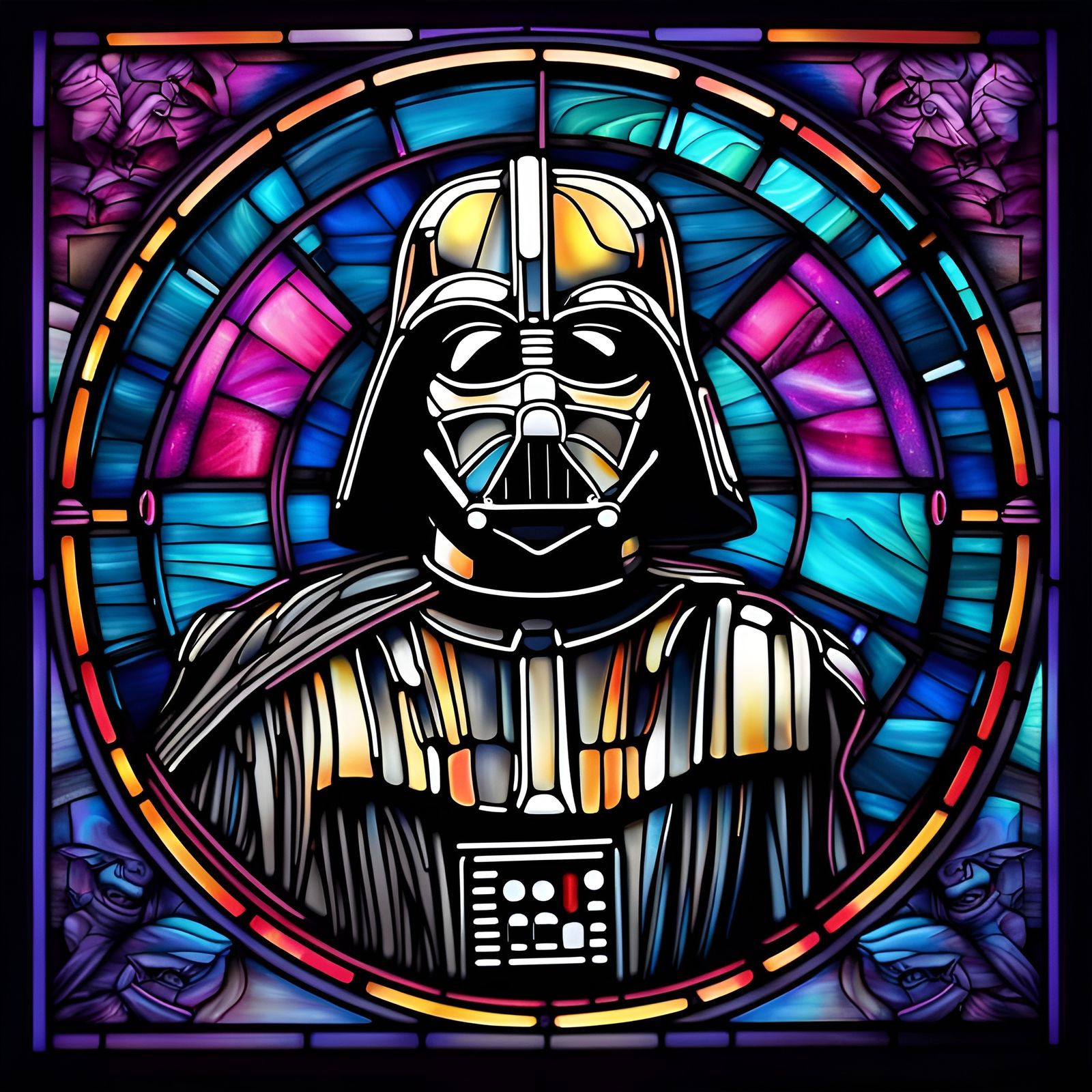 Star Wars Stained Glass: Synthwave Neon Retro Design
